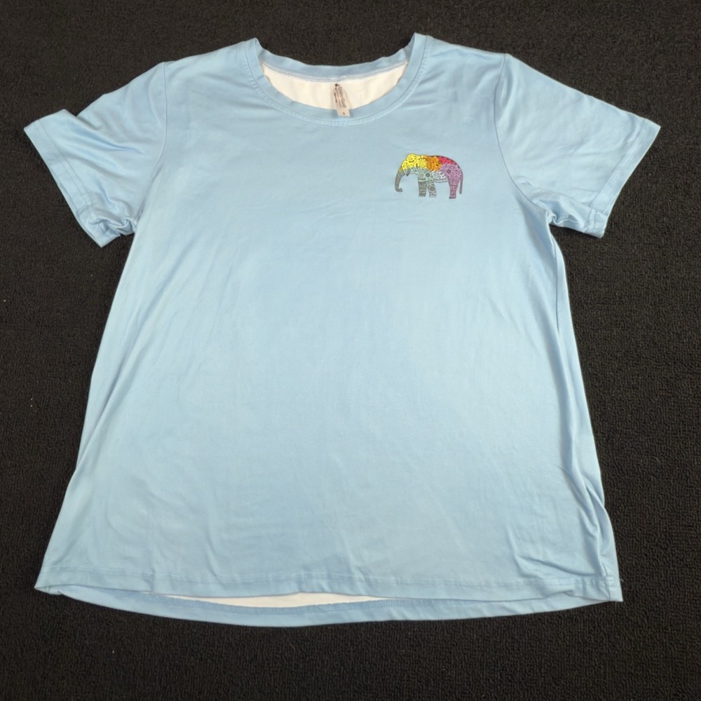 Greater Good Women's Blue Elephant Graphic T-shirt‎ Size Small